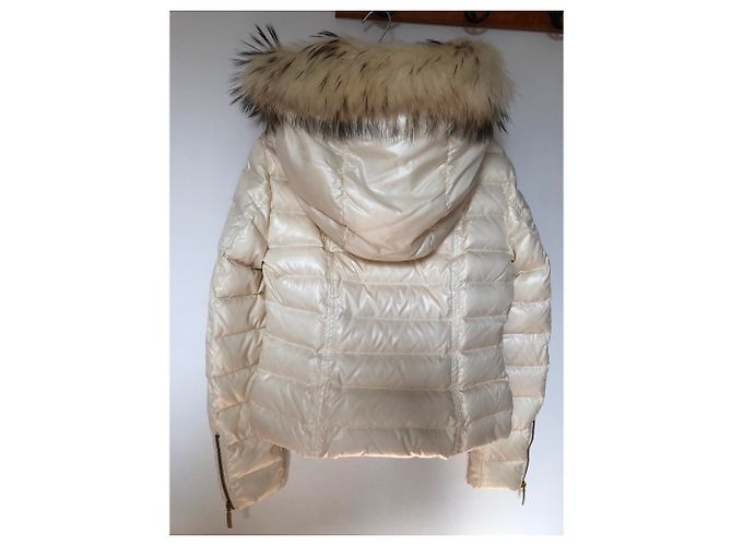 Chaqueta de Plumón ROCCOBAROCCO Crema con Capucha de Piel Crudo - vista 4