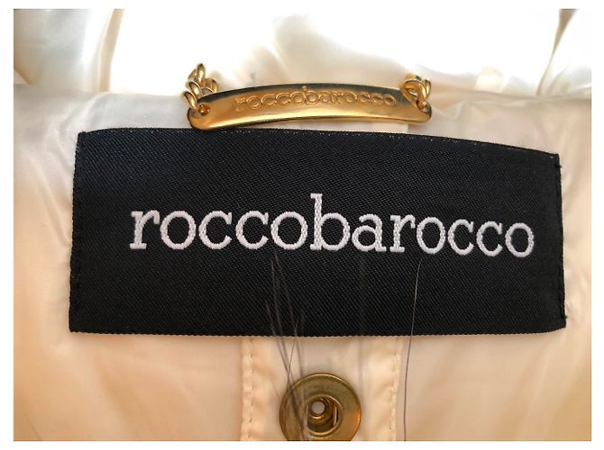 Chaqueta de Plumón ROCCOBAROCCO Crema con Capucha de Piel Crudo - vista 5