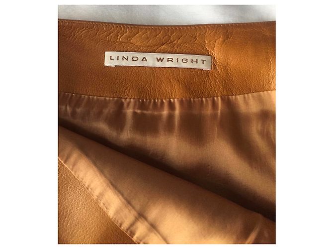 Linda Wright Falda de piel de cordero forrada ligeramente acampanada Caramelo - vista 3