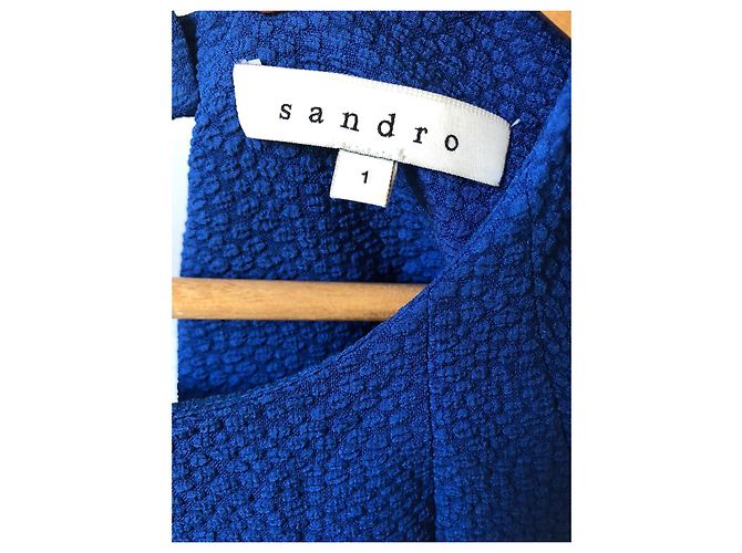 Abito Sandro blu con cintura bianca e nera - vista 3