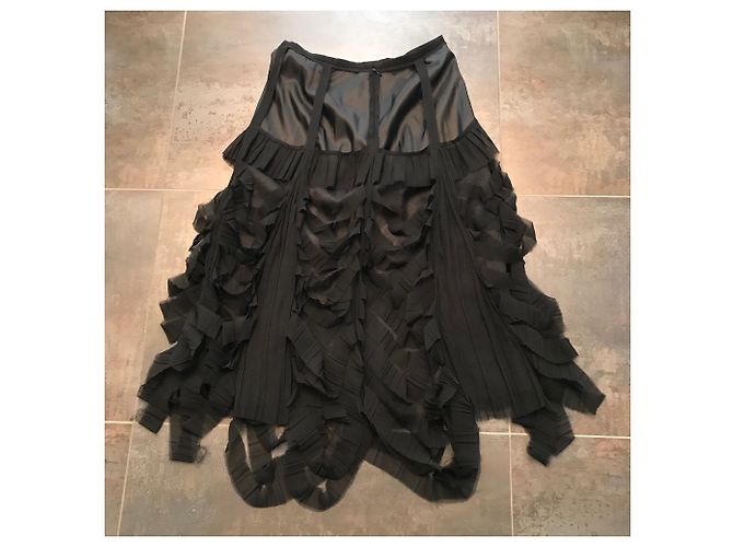 Falda de seda con volantes Maison Martin Margiela Negra - vista 9