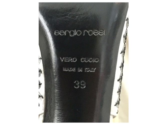 Sergio Rossi Tacchi alti in seta argento e nero - vista 6
