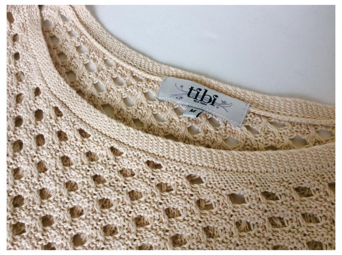 Vestido mini de crochet Tibi beige de algodón - vista 3