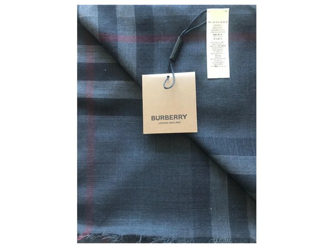 Sciarpa Burberry grigia in seta e lana Grigio - vista 3