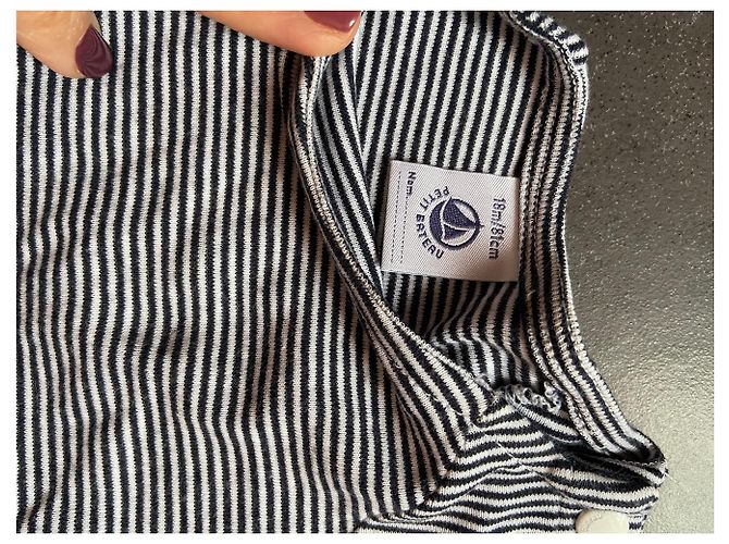 Petit Bateau Milleraies Kleid Dunkelblau Baumwolle 18 Monate Marineblau - Ansicht 2