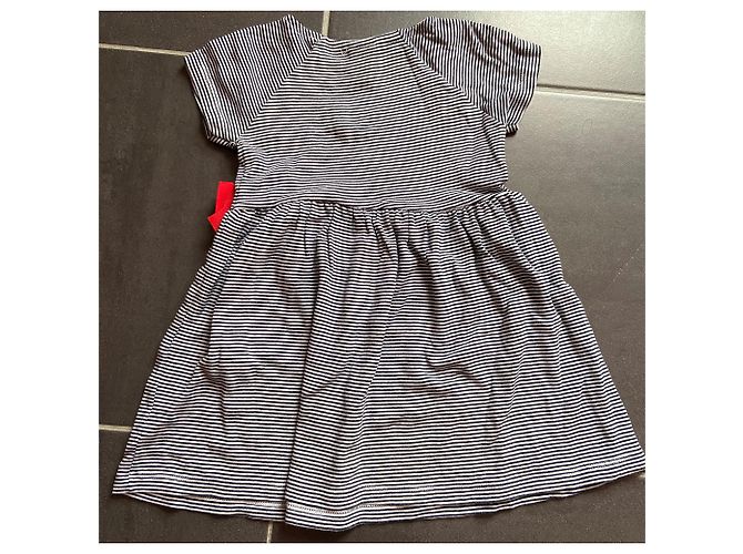 Petit Bateau Milleraies Kleid Dunkelblau Baumwolle 18 Monate Marineblau - Ansicht 3