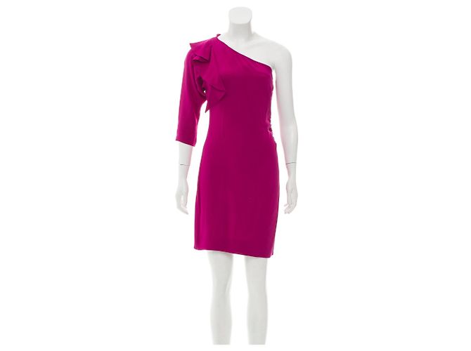 Diane Von Furstenberg DvF ein schulteriges Seiden-Cobb-Kleid Fuschia - Ansicht 2