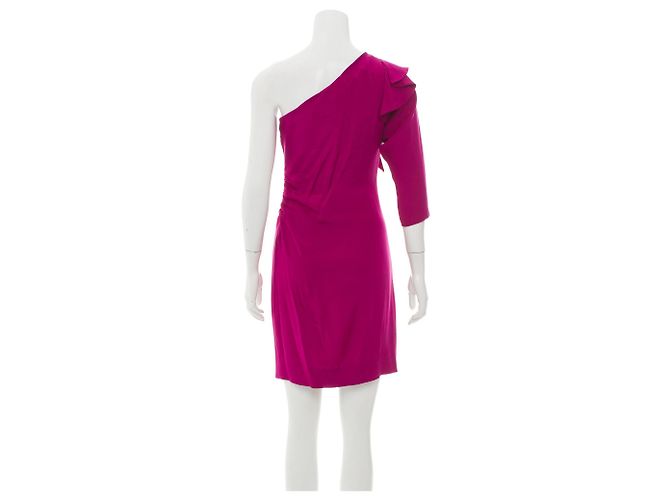 Diane Von Furstenberg DvF ein schulteriges Seiden-Cobb-Kleid Fuschia - Ansicht 3