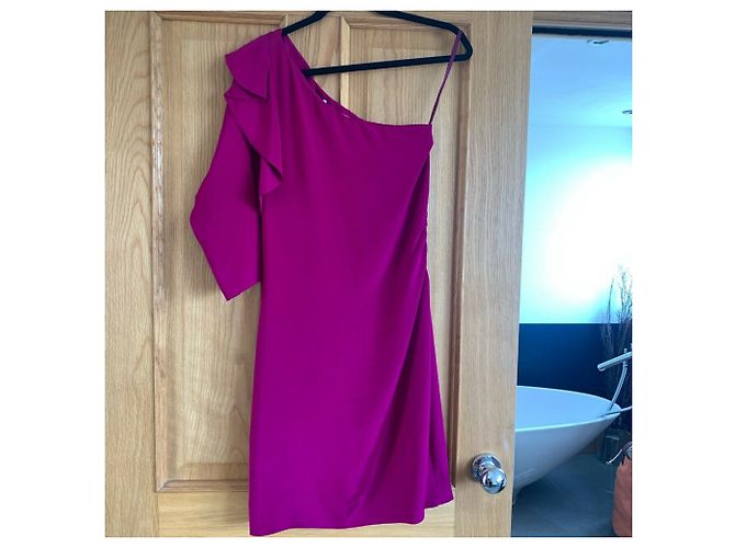 Diane Von Furstenberg DvF ein schulteriges Seiden-Cobb-Kleid Fuschia - Ansicht 5