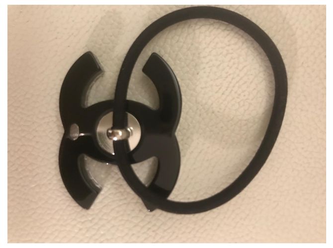 Cambon Chanel Diadema elástica para cabello Negro Blanco - vista 3