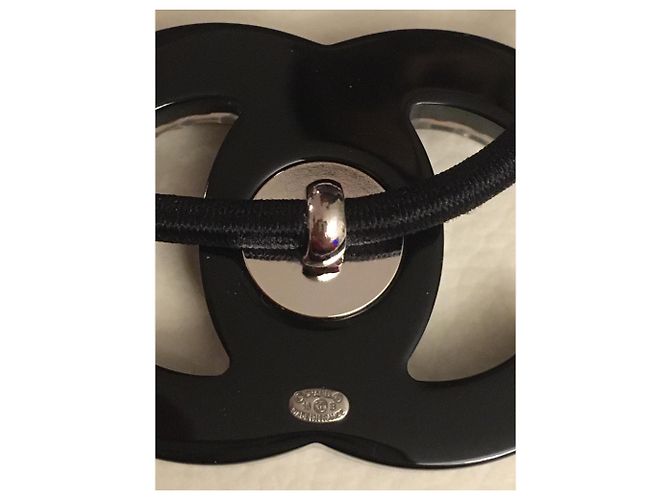 Cambon Chanel Diadema elástica para cabello Negro Blanco - vista 4