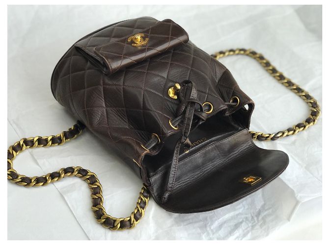 Chanel Mochila icónica Duma Brown Vintage Castaño Marrón oscuro - vista 14