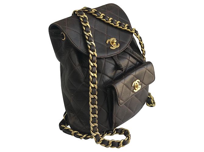 Chanel Mochila icónica Duma Brown Vintage Castaño Marrón oscuro - vista 2