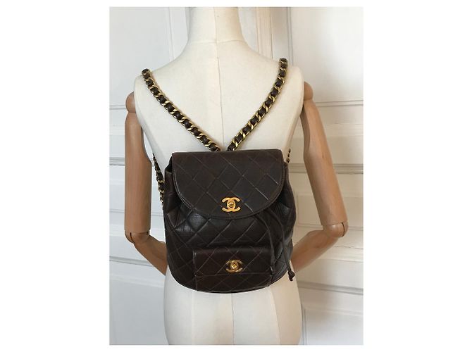 Chanel Mochila icónica Duma Brown Vintage Castaño Marrón oscuro - vista 6