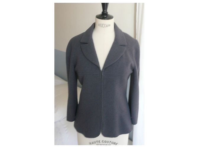 CHANEL Dunkelgraue Tweedjacke T.38 - Ansicht 2