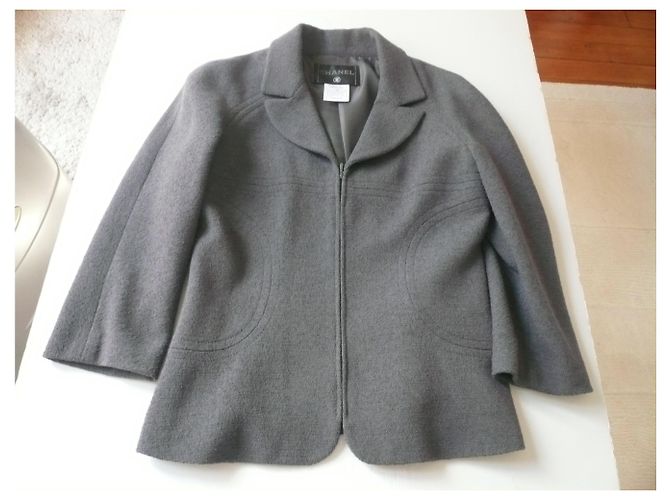 CHANEL Dunkelgraue Tweedjacke T.38 - Ansicht 9
