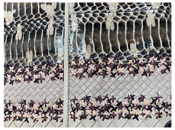 Bolsa de mão Bottega Veneta em couro de bezerro trançado e python envernizado - vista 6