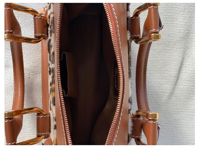 Chopard Borsa da donna in pelle abbinata a pony stampato leopardato Caramello - vista 10