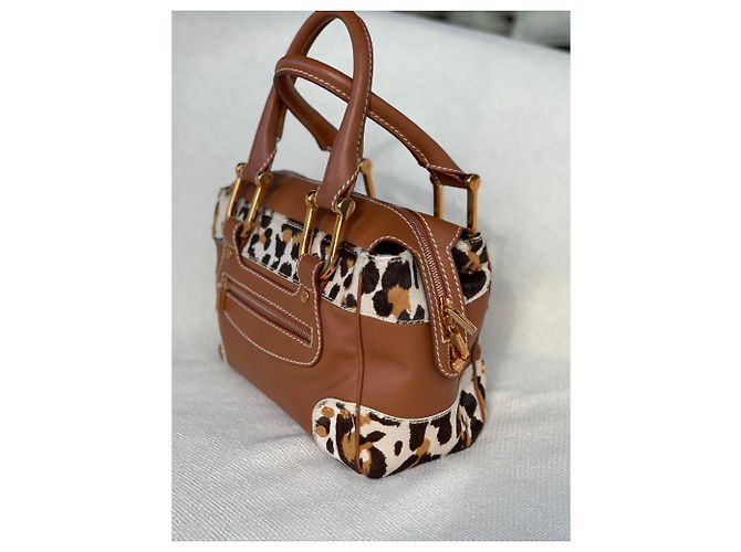 Chopard Borsa da donna in pelle abbinata a pony stampato leopardato Caramello - vista 2