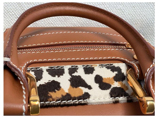 Chopard Borsa da donna in pelle abbinata a pony stampato leopardato Caramello - vista 6
