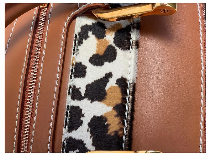 Chopard Borsa da donna in pelle abbinata a pony stampato leopardato Caramello - vista 7