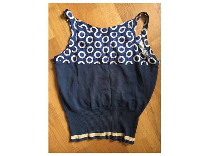Top in seta Etro blu e ecru Blu navy - vista 2