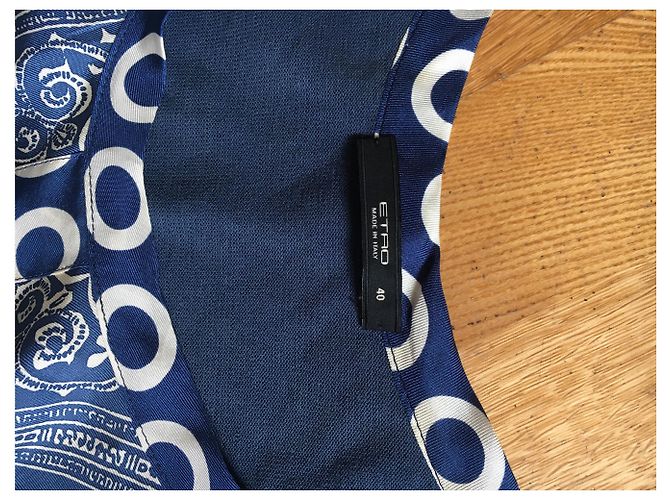 Top in seta Etro blu e ecru Blu navy - vista 3