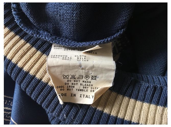 Top in seta Etro blu e ecru Blu navy - vista 5