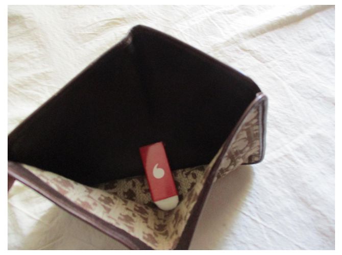 Christian Dior Cartera de la firma, Lienzo y cuero. Castaño - vista 4
