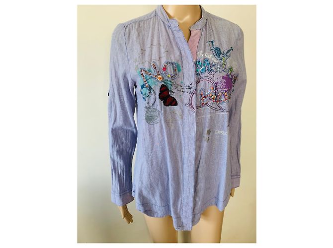 Top de algodón azul Desigual Talla S - vista 2