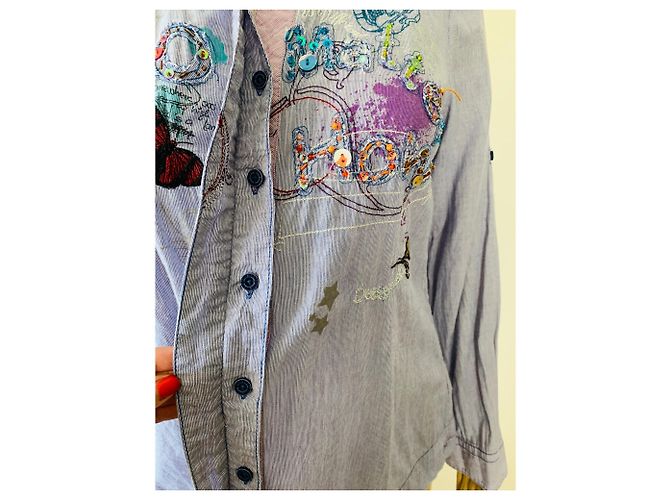 Top de algodón azul Desigual Talla S - vista 4