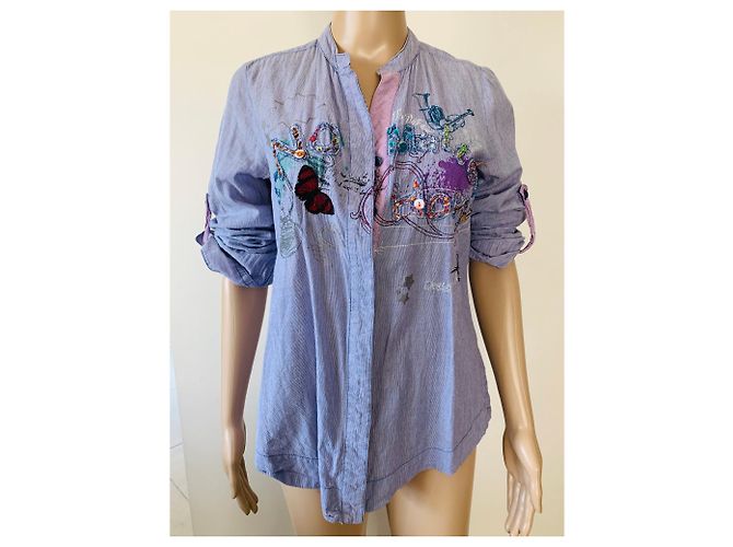 Top de algodón azul Desigual Talla S - vista 5
