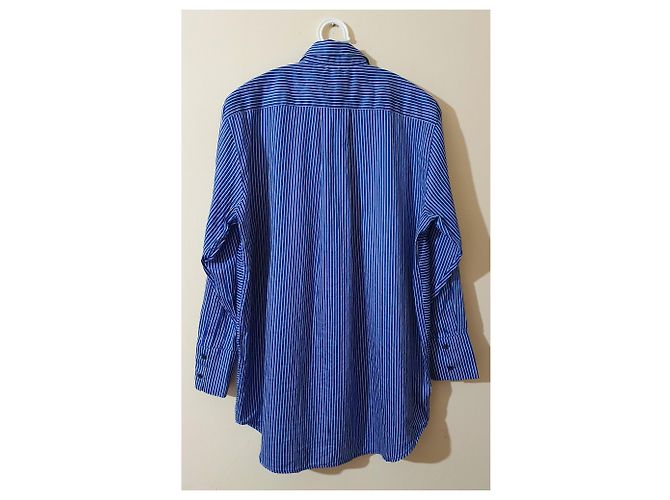 Camicia Tunica Mads Norgaard Rigata Blu Bianca Cotone Bianco - vista 2