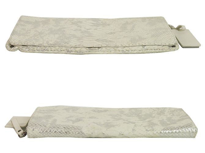 Kenneth Cole Cinza Prata Brilhante Couro de Cobra Flap top Clutch Bag Handbag - vista 3
