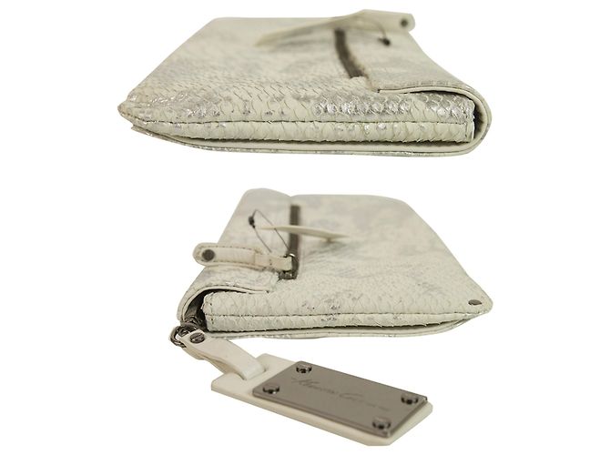 Kenneth Cole Cinza Prata Brilhante Couro de Cobra Flap top Clutch Bag Handbag - vista 5