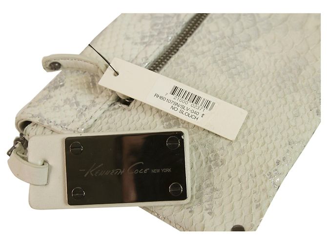 Kenneth Cole Cinza Prata Brilhante Couro de Cobra Flap top Clutch Bag Handbag - vista 7