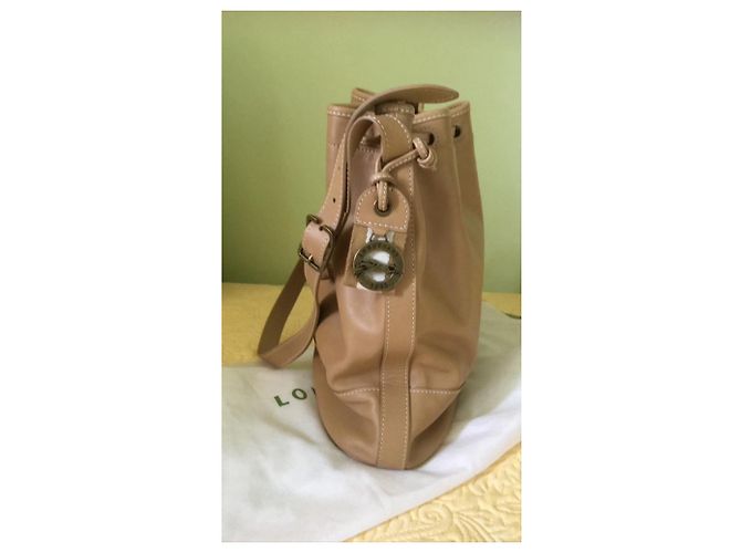 Borsa a secchiello Longchamp in pelle beige - vista 5