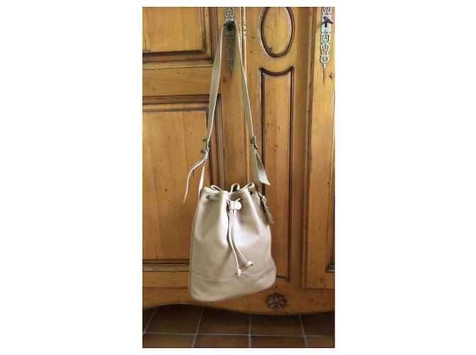 Borsa a secchiello Longchamp in pelle beige - vista 8