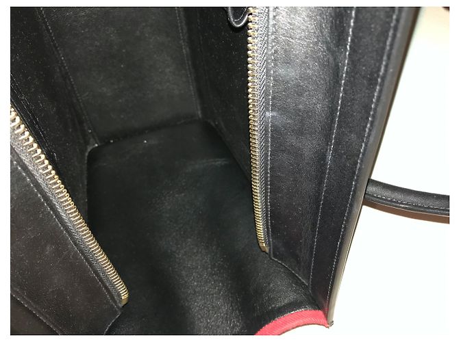 Borsa Céline Luggage Rossa ed Eggshell Pelle e Lino Rosso Bianco sporco - vista 5