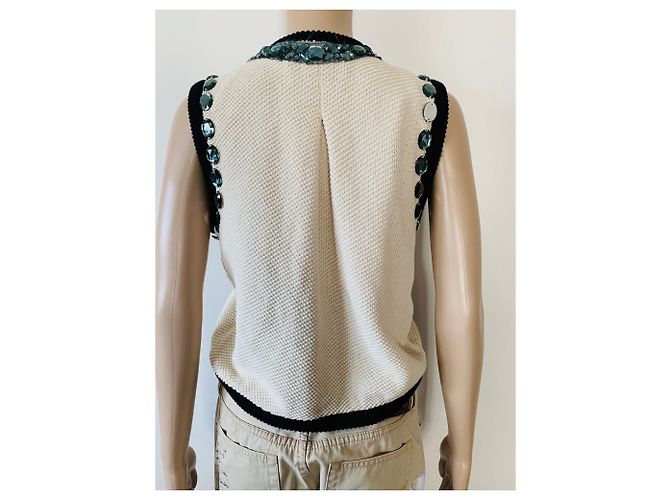 Autre Marque Siv Elise Seland Strickweste Beige Seide Baumwolle L - Ansicht 4