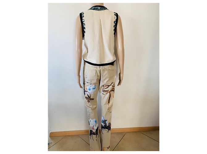 Autre Marque Siv Elise Seland Strickweste Beige Seide Baumwolle L - Ansicht 5