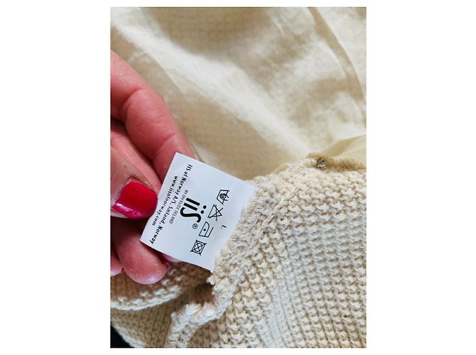 Autre Marque Siv Elise Seland Strickweste Beige Seide Baumwolle L - Ansicht 8