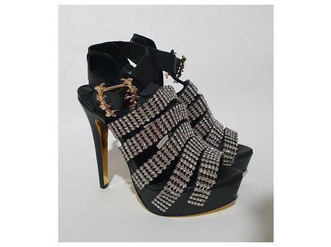 Anna Dello Russo pour H & M Absatzschuhe aus Leder schwarz silber - Ansicht 2