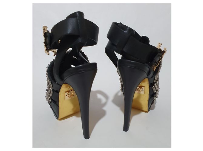 Anna Dello Russo pour H & M Absatzschuhe aus Leder schwarz silber - Ansicht 4