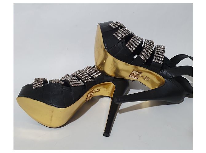 Anna Dello Russo pour H & M Absatzschuhe aus Leder schwarz silber - Ansicht 6