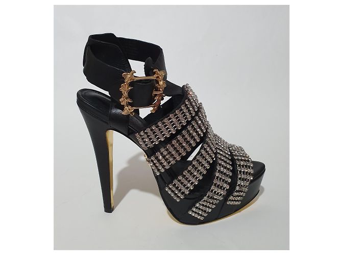 Anna Dello Russo pour H & M Absatzschuhe aus Leder schwarz silber - Ansicht 7