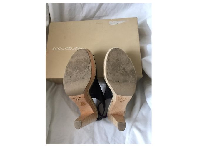Sergio Rossi Slingback Peeptoes aus Leder Schwarz - Ansicht 7
