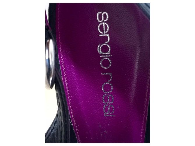 Sergio Rossi Slingback Peeptoes aus Leder Schwarz - Ansicht 9
