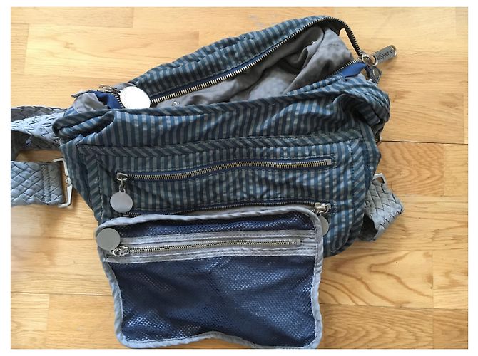 Stella Mc Cartney borsa in tessuto a righe Stella McCartney / Lesportsac Blu Grigio - vista 3