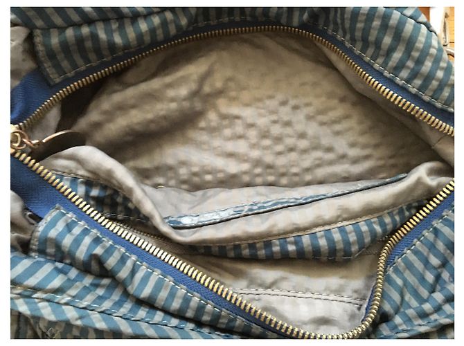 Stella Mc Cartney borsa in tessuto a righe Stella McCartney / Lesportsac Blu Grigio - vista 4